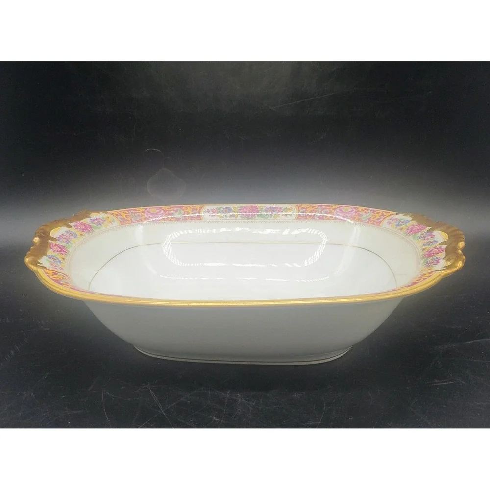 Vintage Vignaud Loesers Limoges France Oval Vegetable Bowl Hand Painted 10